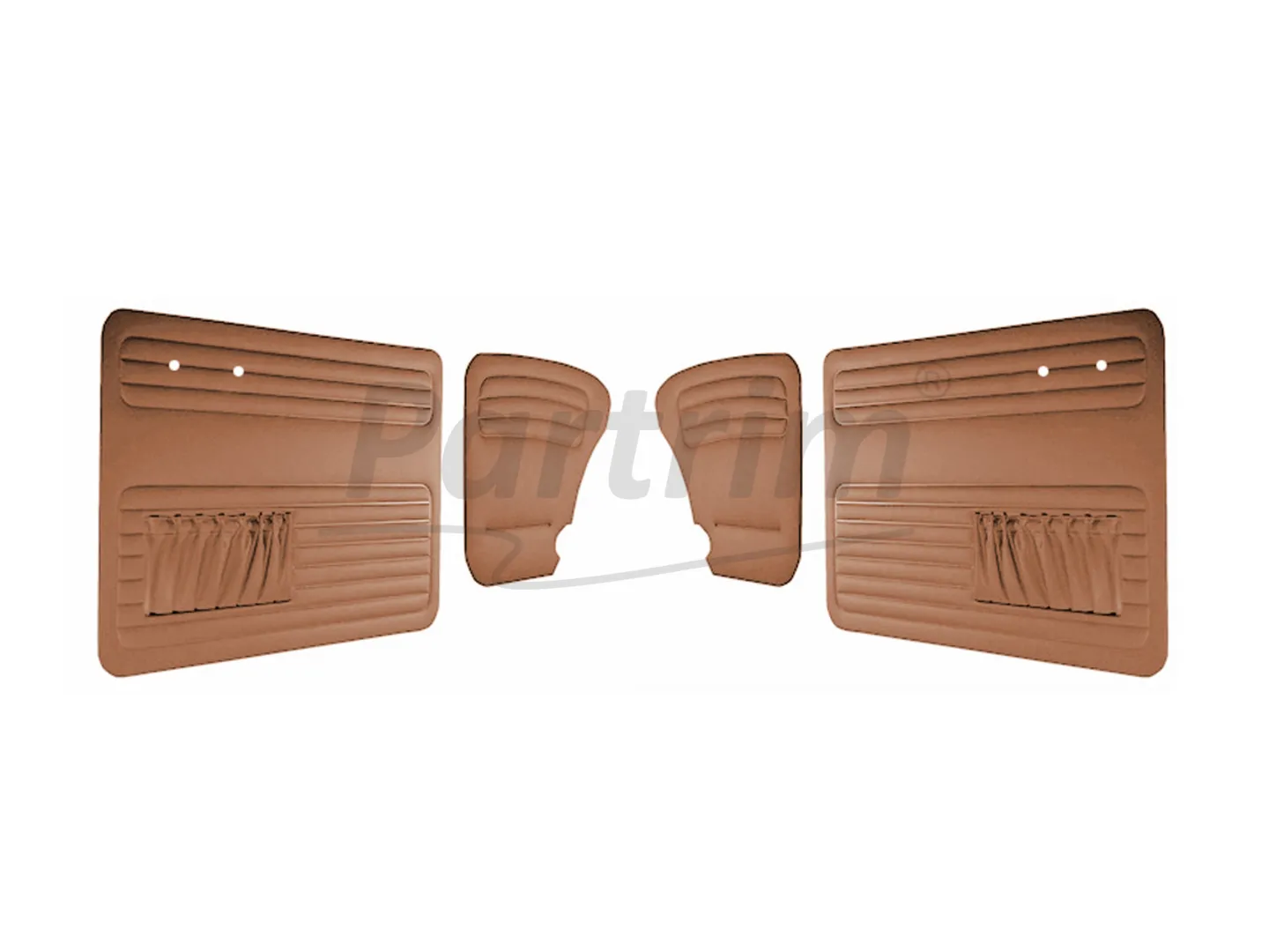 VW OLD BEETLE 1965 - 1966  DOOR PANEL SET TOBACCO BOTH SIDES POCKET
