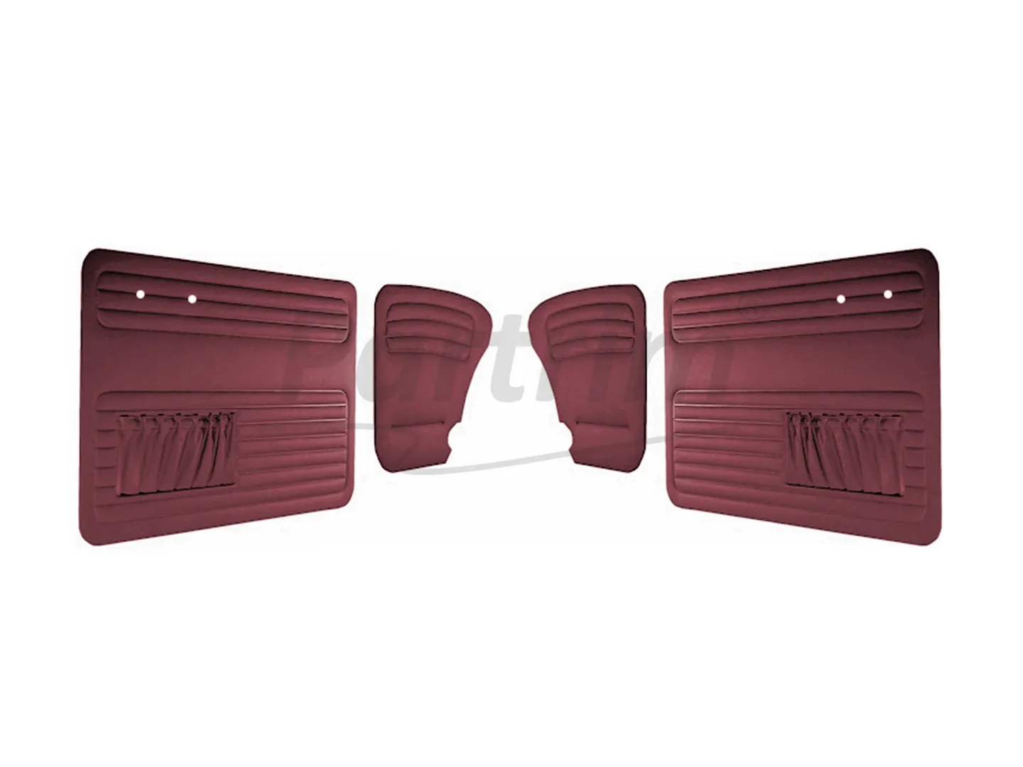 VW OLD BEETLE 1965 - 1966  DOOR PANEL SET BURGUNDY  BOTH SIDES POCKET