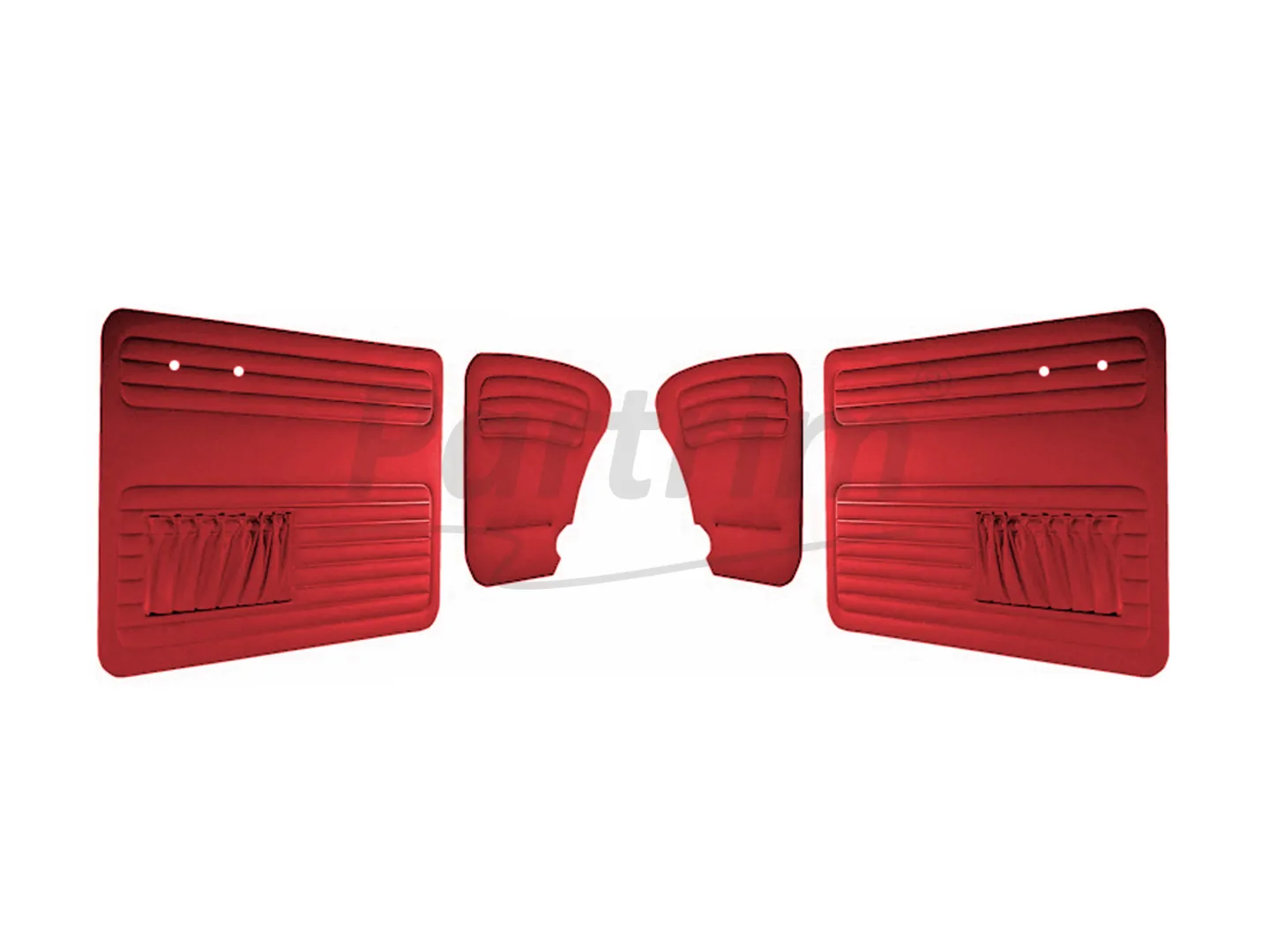VW OLD BEETLE 1965 - 1966  DOOR PANEL SET RED  BOTH SIDES POCKET