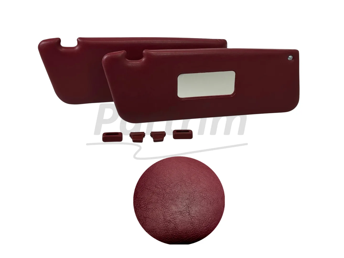 MERCEDES R107 CABRIO SUNVISOR R-L BURGUNDY PATTERN 2