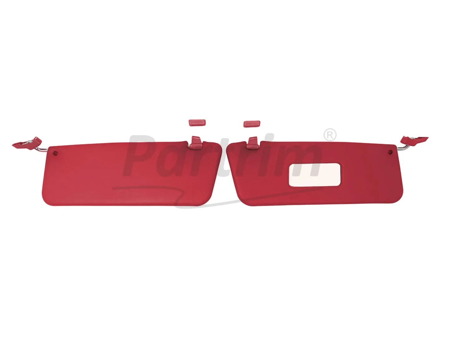 MERCEDES R107 CABRIO SUNVISOR WITH BRACKET R-L RED