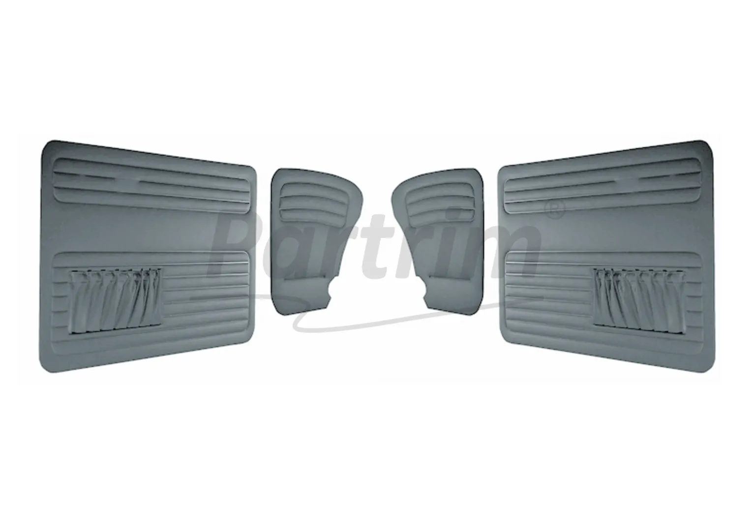 VW OLD BEETLE 1303 L - LS DOOR PANEL SET GREY TWO SIDES POCKET 1969 - 4 PCS