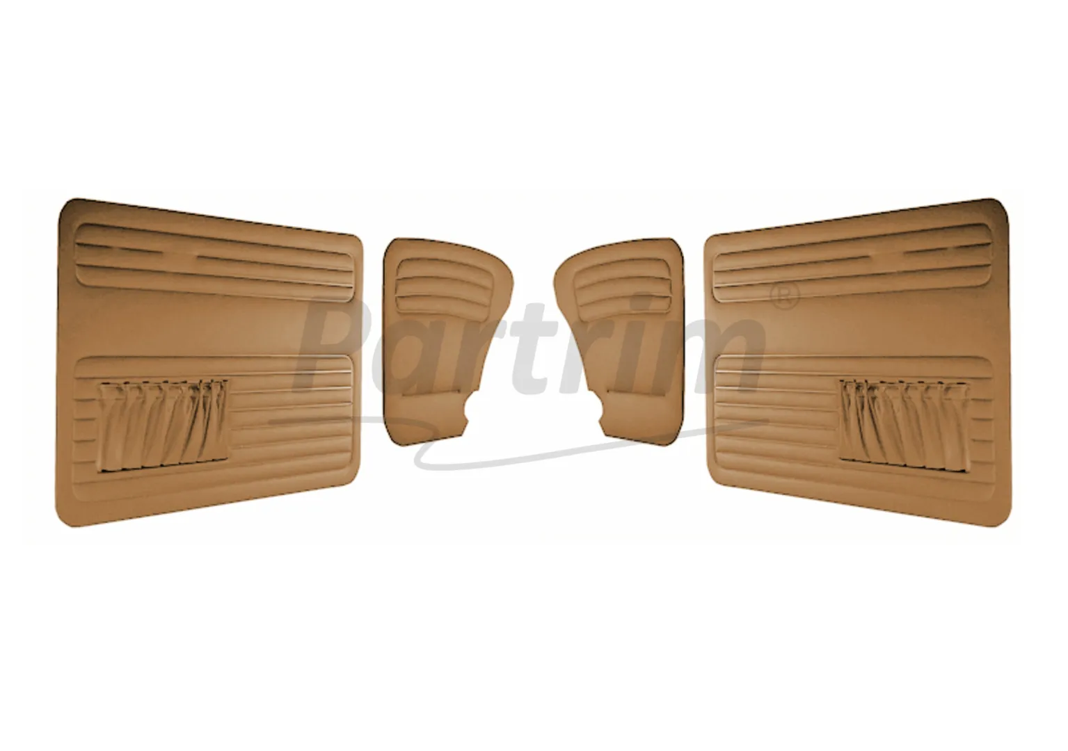 VW OLD BEETLE 1303 L - LS DOOR PANEL SET TOBACCO TWO SIDES POCKET 1969 - 4 PCS