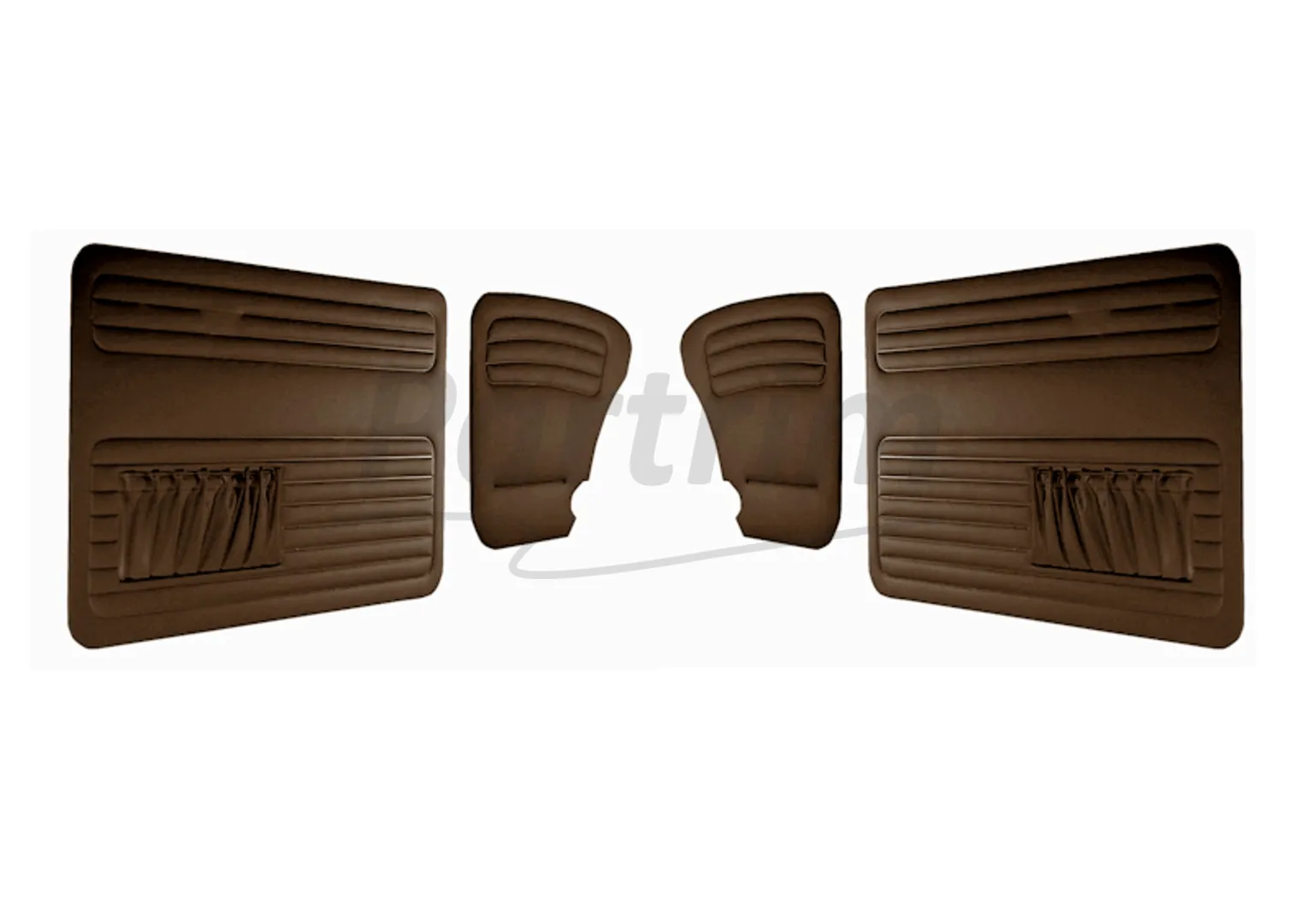 VW OLD BEETLE 1303 L - LS DOOR PANEL SET BROWN TWO SIDES POCKET 1969 - 4 PCS