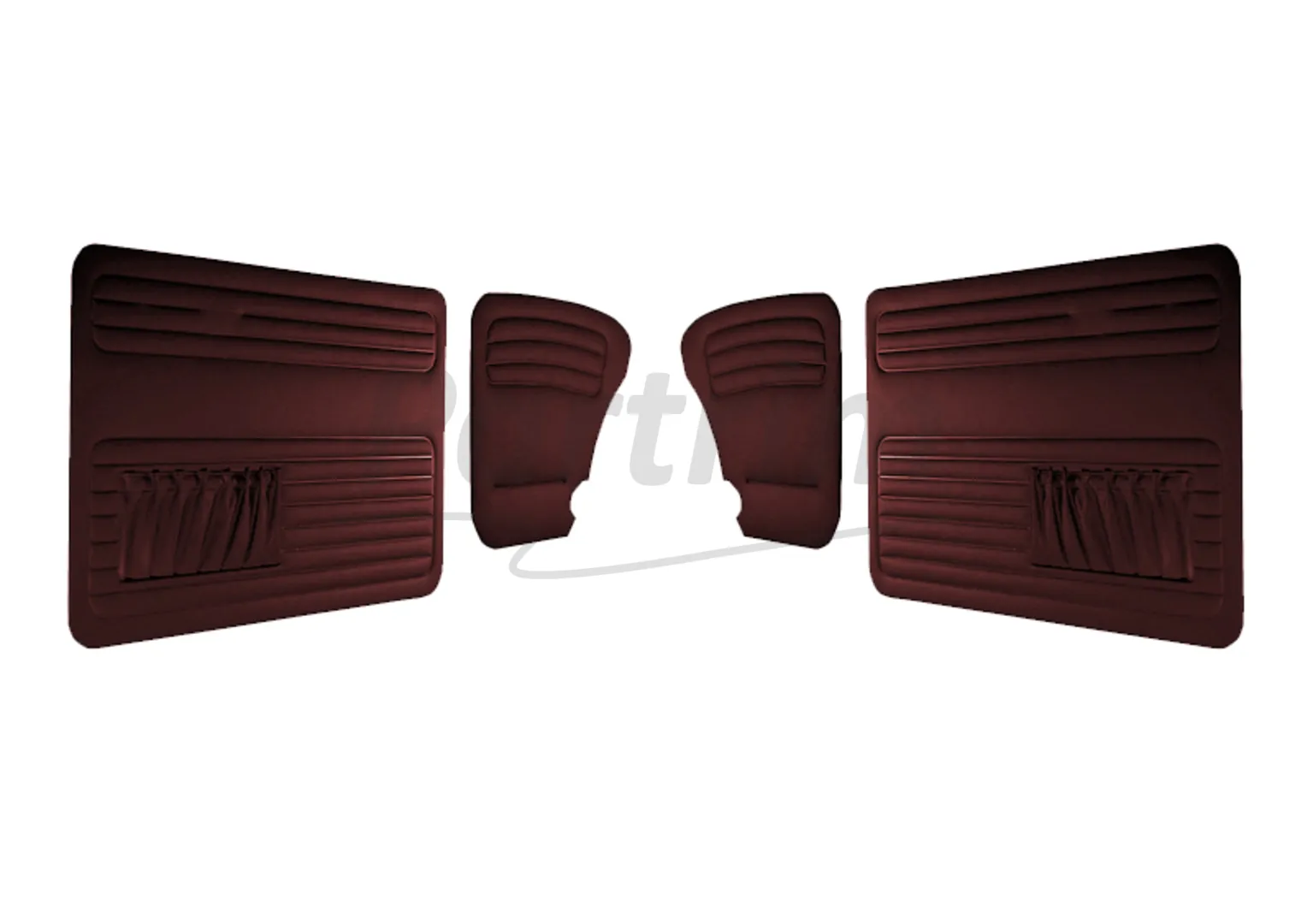 VW OLD BEETLE 1303 L - LS DOOR PANEL SET BURGUNDY TWO SIDES POCKET 1969