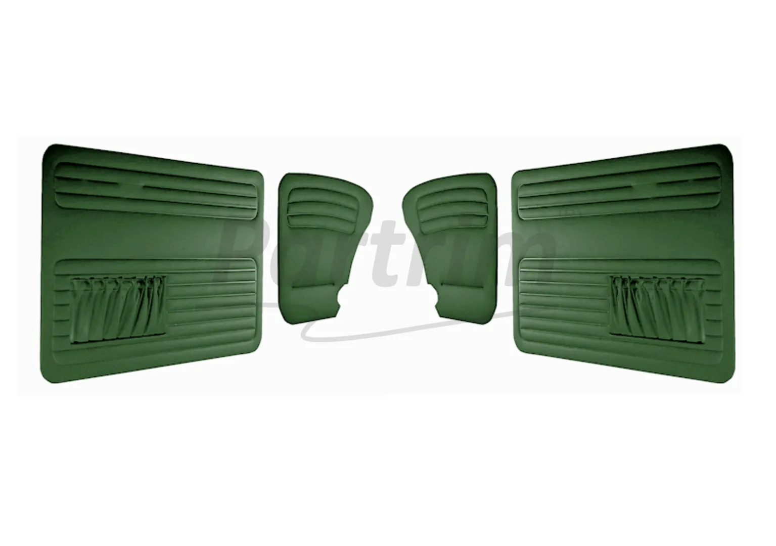 VW OLD BEETLE 1303 L - LS DOOR PANEL SET GREEN TWO SIDES POCKET 1969 - 4 PCS