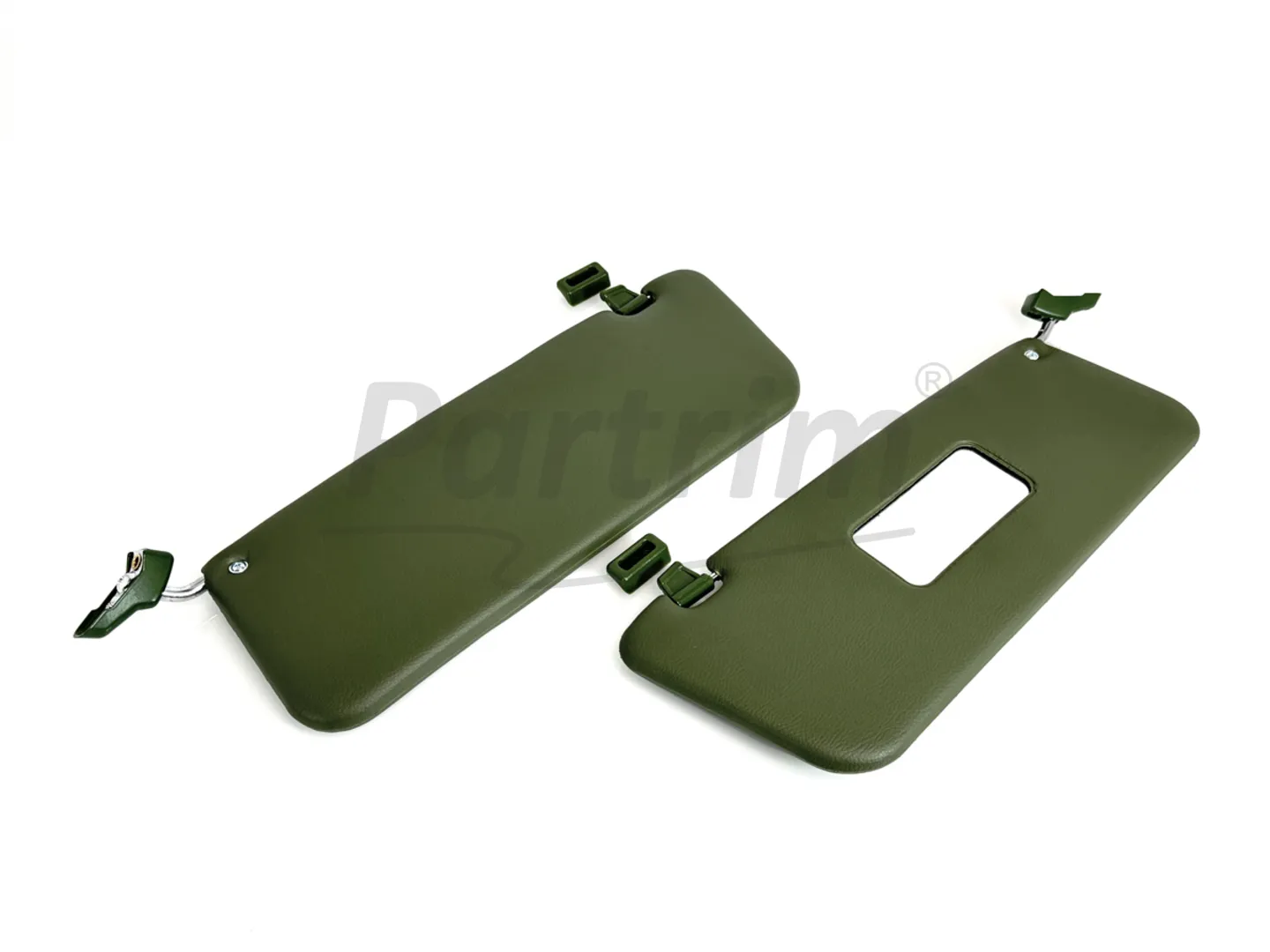 MERCEDES R107 CABRIO SUNVISOR WITH BRACKET R-L OLIVE GREEN
