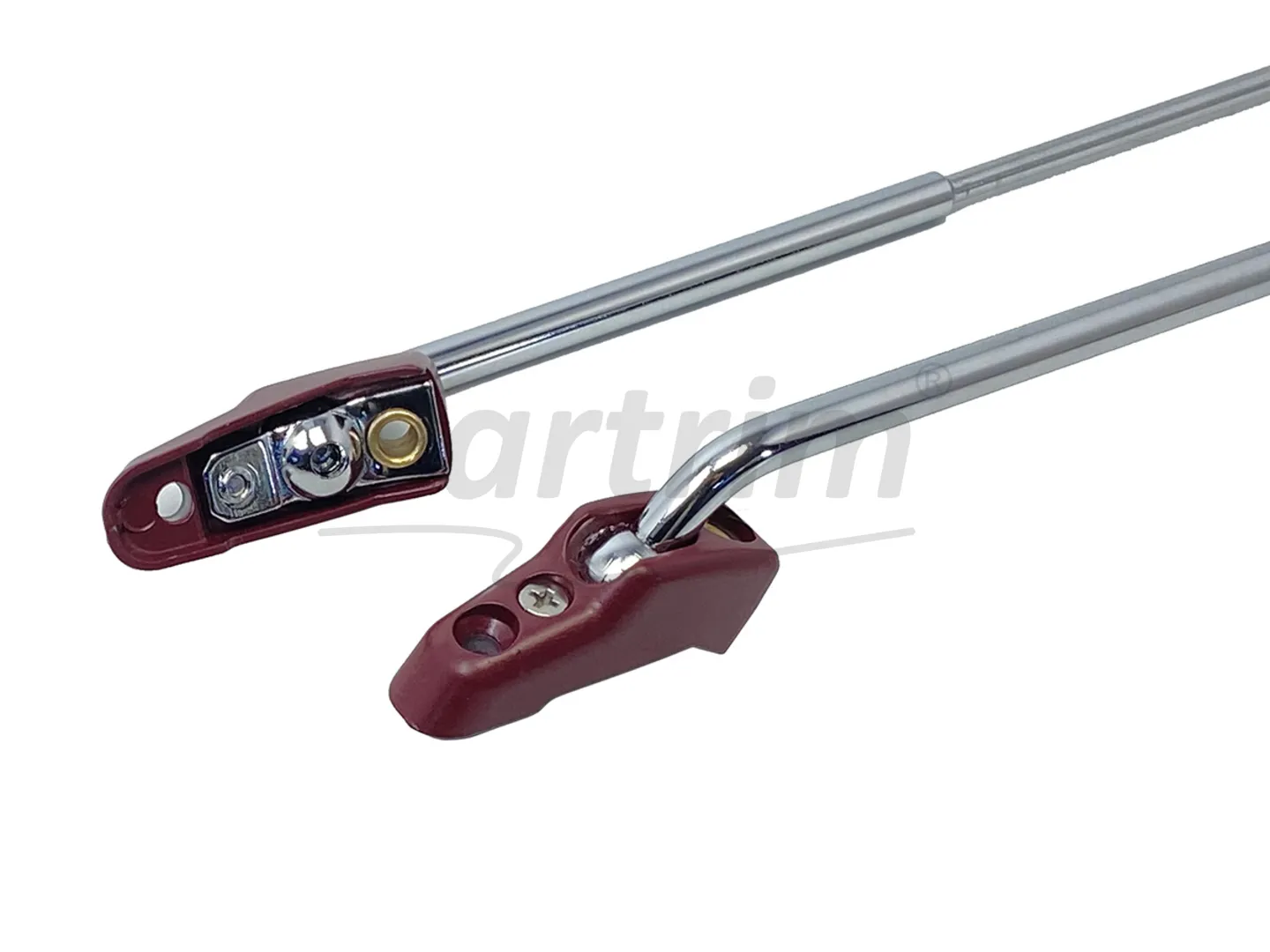 MERCEDES R107 SUNVISOR ROD METAL BRACKET BURGUNDY 1 SET