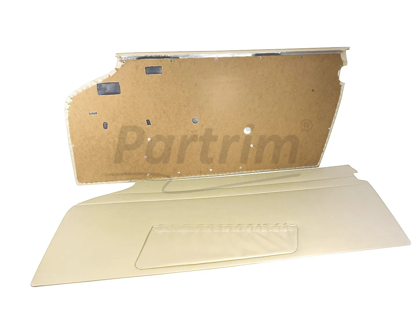 MERCEDES W113 PAGODA DOOR PANELS WITH TRIMMED METAL SHEET WITH SOFT POCKETS VERSION R-L CREAM