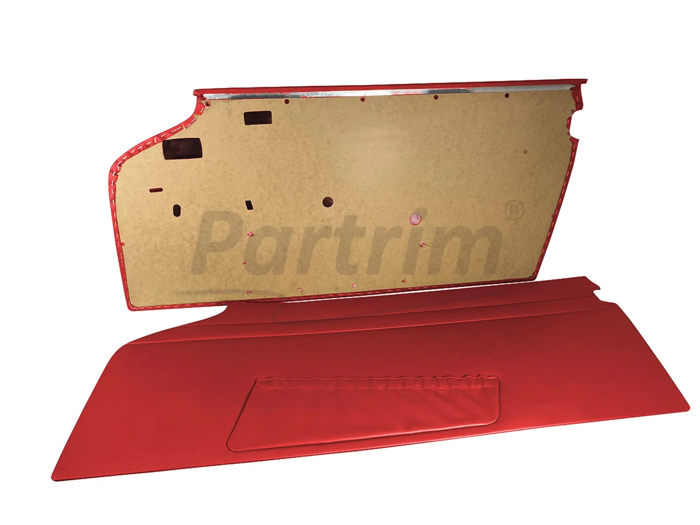 MERCEDES W113 PAGODA DOOR PANELS WITH TRIMMED METAL SHEET WITH POCKETS R-L  RED