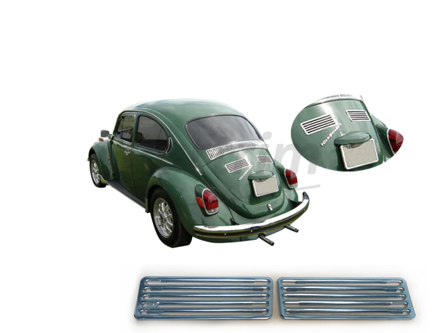 VW SEDAN 1868-1971 / CONVERTIBLE 1967-1969 ALUMINUM VENT ENGINE TRIM 2 PCS