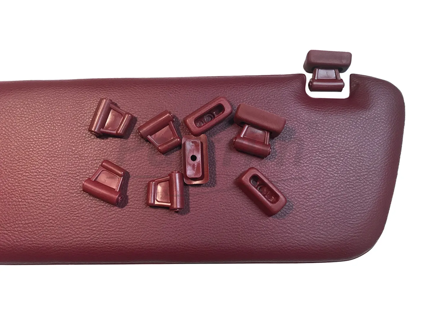 MERCEDES R107 SUNVISOR CLIPS BURGUNDY 1 SET