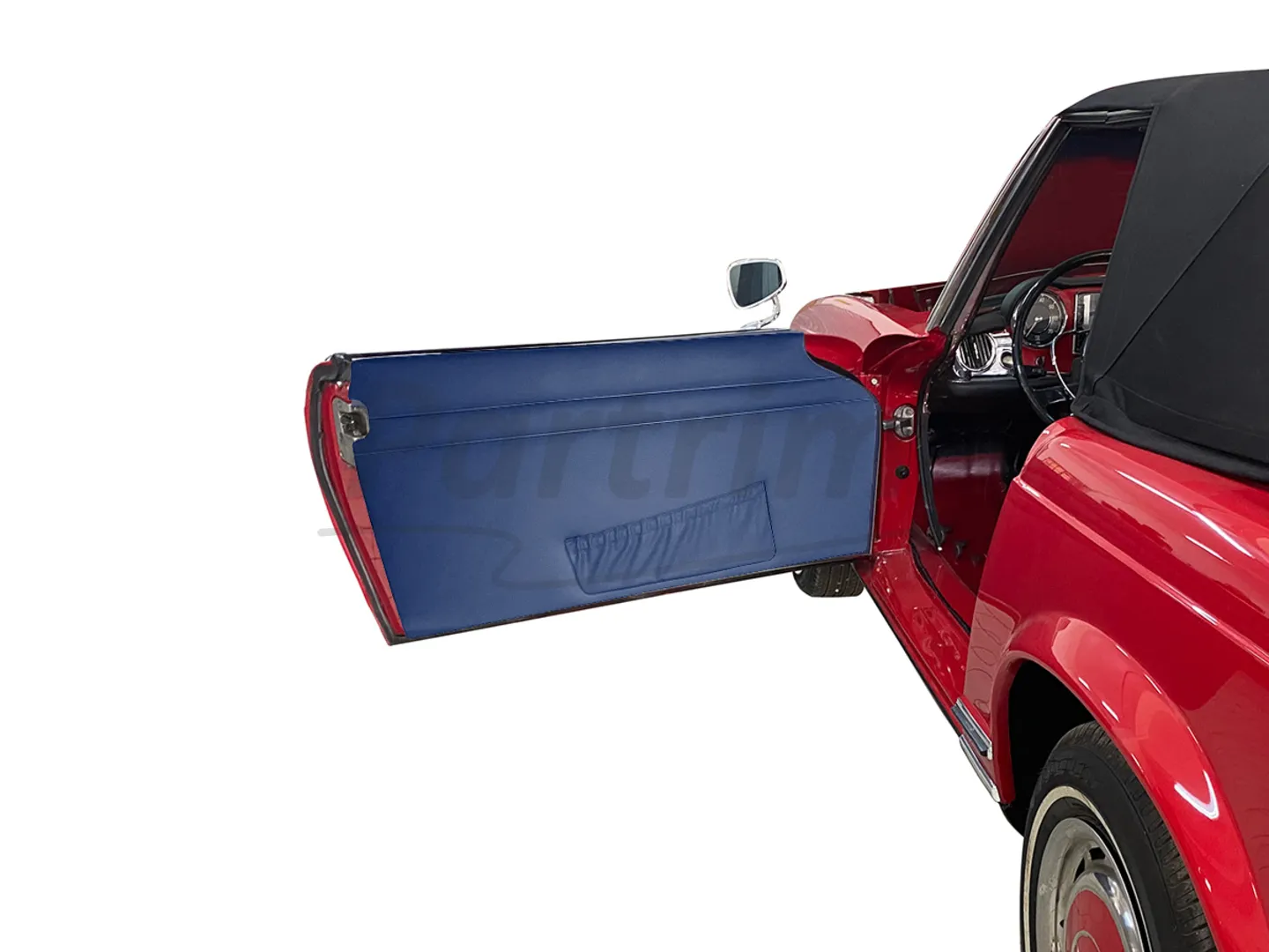 MERCEDES W113 PAGODA DOOR PANELS WITH TRIMMED METAL SHEET WITH SOFT POCKETS VERSION R-L DARK BLUE