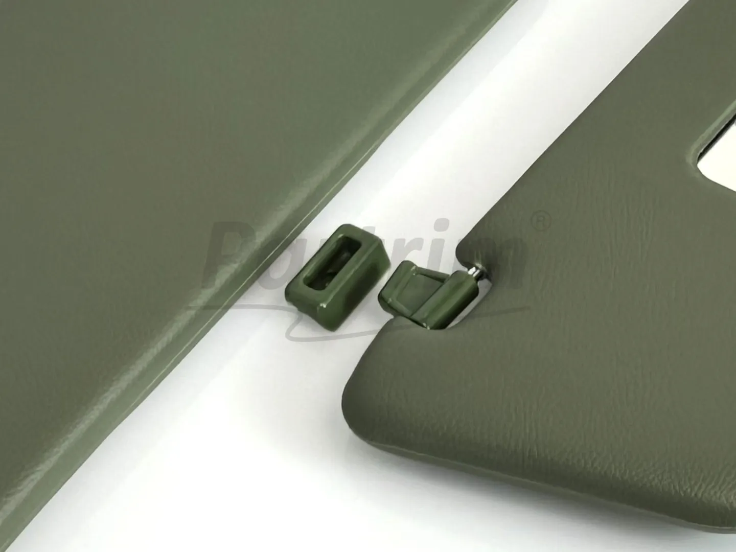 MERCEDES R107 CABRIO SUNVISOR WITH BRACKET R-L OLIVE GREEN
